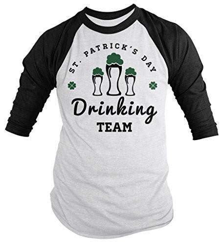 Shirts By Sarah Men's Funny St. Patrick's Day Drinking Team T-Shirt 3/4 Sleeve Raglan Shirts-Shirts By Sarah