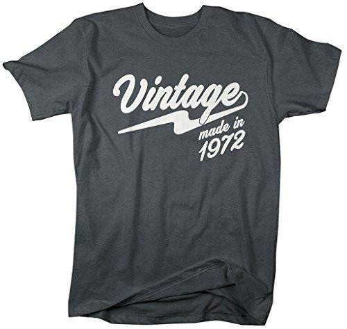 Shirts By Sarah Men's Vintage Made In 1972 T-Shirt Retro Birthday Shirts-Shirts By Sarah