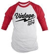 Shirts By Sarah Men's Vintage Made In 1974 Birthday Raglan Retro 3/4 Sleeve Shirts