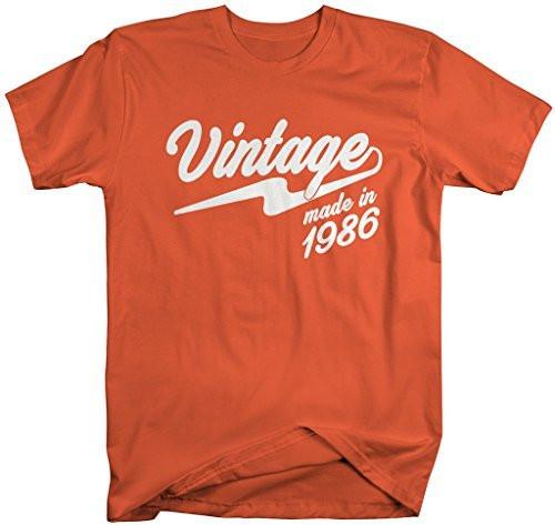 Shirts By Sarah Men's Vintage Made In 1986 T-Shirt Retro Birthday Shirts-Shirts By Sarah