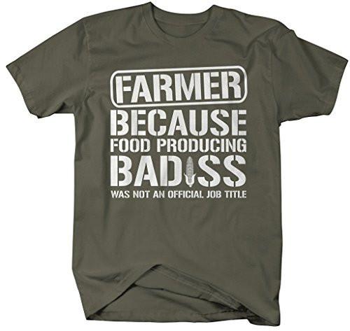 Shirts By Sarah Men's Funny Farmer T-Shirt Food Producing Bad*ss Shirt-Shirts By Sarah