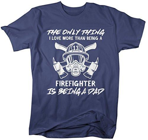 Shirts By Sarah Men's Firefighter T-Shirt Love Being A Dad Fireman Shirt-Shirts By Sarah