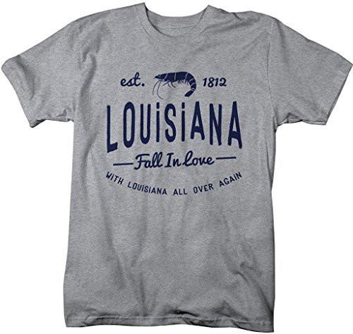 Shirts By Sarah Men's Louisiana State Slogan Shirt Fall In Love T-Shirt Est. 1812-Shirts By Sarah