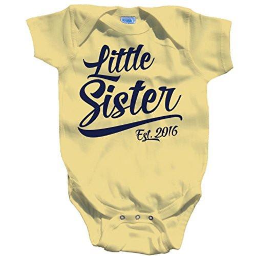 Shirts By Sarah Baby Girl's Little Sister Est. 2016 One Piece Bodysuit-Shirts By Sarah
