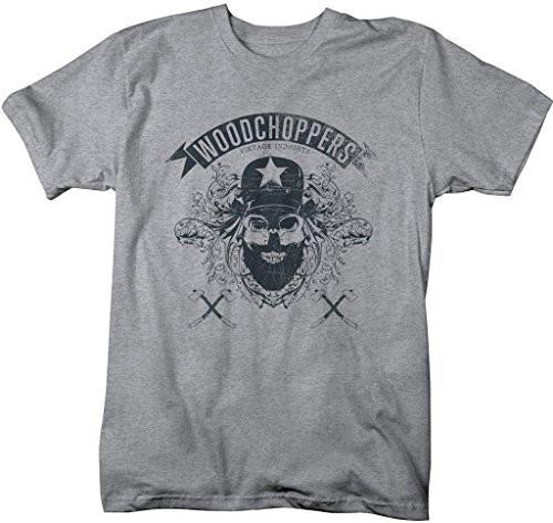 Shirts By Sarah Men's Grunge Urban Lumberjack T-Shirt Woodchoppers Skull-Shirts By Sarah