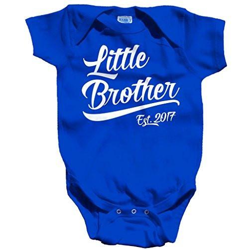 Shirts By Sarah Baby Boy's Little Brother Est. 2017 One Piece Bodysuit-Shirts By Sarah