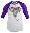 Shirts By Sarah Men's Elephant Sugar Skull T-Shirt 3/4 Sleeve Hipster Shirts