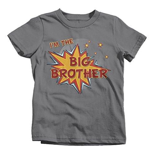 Shirts By Sarah Boy's Big I'm The Brother Comic T-Shirt Bubble Stars Fun Shirt-Shirts By Sarah