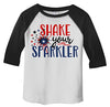 Boy's Patriotic 4th July T-Shirt Shake Your Sparkler Cute 3/4 Sleeve Raglan