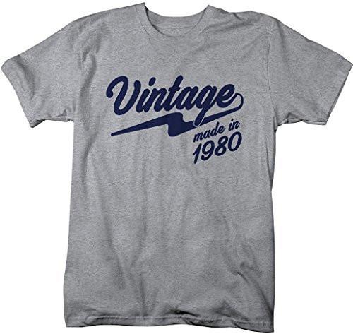 Shirts By Sarah Men's Vintage Made In 1980 T-Shirt Retro Birthday Shirts-Shirts By Sarah