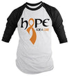 Shirts By Sarah Men's Hope For A Cure 3/4 Sleeve Shirt Long Orange Ribbon Awareness MS Leukemia RSD