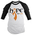 Shirts By Sarah Men's Hope For A Cure 3/4 Sleeve Shirt Long Orange Ribbon Awareness MS Leukemia RSD-Shirts By Sarah