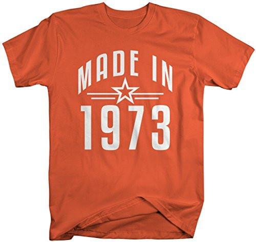 Shirts By Sarah Men's Made In 1973 Birthday T-Shirt Retro Star Custom Shirts-Shirts By Sarah