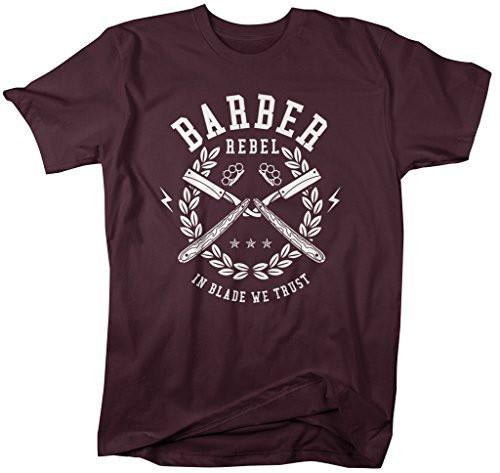 Shirts By Sarah Men's Barber Shirts In Blade We Trust T-Shirt For Barbers-Shirts By Sarah
