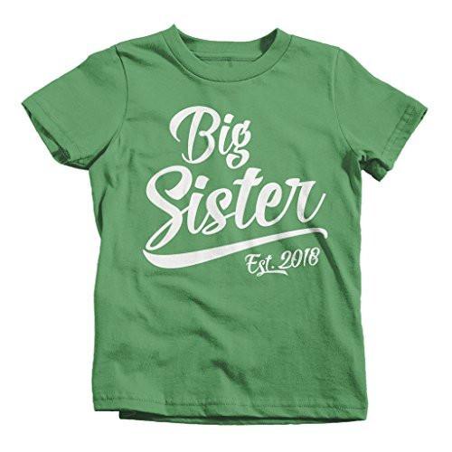 Shirts By Sarah Toddler Girl's Big Sister Est. 2018 T-Shirt Sibling Matching Tee-Shirts By Sarah