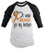 Shirts By Sarah Men's Wear Orange For Brother 3/4 Sleeve MS Leukemia RSD Awareness Shirt-Shirts By Sarah