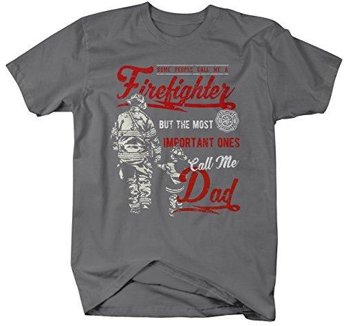 Shirts By Sarah Men's Firefighter Dad T-Shirt Important People Call Me Tee-Shirts By Sarah