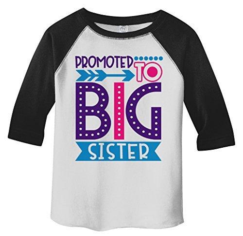 Shirts By Sarah Girl's Toddler Promoted to Big Sister Dotty T-Shirt Cute Shirt Promoted to T-Shirt 3/4 Sleeve Raglan-Shirts By Sarah