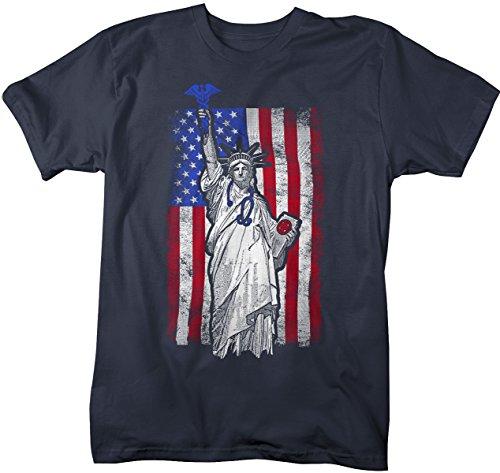 Men's Patriotic Nurse T-Shirt Statue Liberty Shirt Stethoscope Caduceus Shirt-Shirts By Sarah