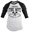 Shirts By Sarah Women's Fire Wife Shirt Unisex Firefighter Wives 3/4 Sleeve Raglan Shirts