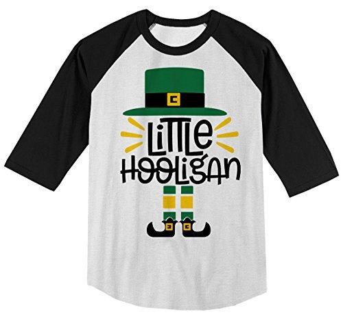 Shirts By Sarah Youth Little Hooligan Funny ST. Patrick's Day T-Shirt Leprechaun Raglan-Shirts By Sarah