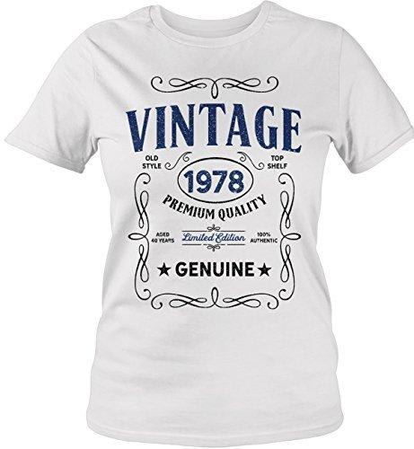 Shirts By Sarah Women's Vintage 1978 40th Birthday T-Shirt Classic Forty Tee Shirt-Shirts By Sarah