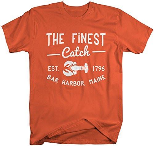 Shirts By Sarah Men's Bar Harbor Maine T-Shirt Lobster Fishing Finest Catch ME Shirts-Shirts By Sarah