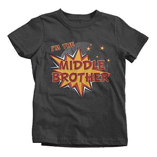 Shirts By Sarah Boy's I'm The Middle Brother Comic T-Shirt Bubble Stars Fun Shirt-Shirts By Sarah