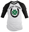 Shirts By Sarah Men's Lucky Charm St. Patrick's Day Horseshoe 3/4 Sleeve Raglan Shirts