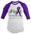 Shirts By Sarah Men's Alzheimer's Disease Awareness Shirt 3/4 Sleeve iFight For My Grandma