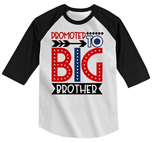 Shirts By Sarah Boy's Toddler Promoted to Big Brother Dotty T-Shirt Cute Shirt Promoted to T-Shirt 3/4 Sleeve Raglan-Shirts By Sarah