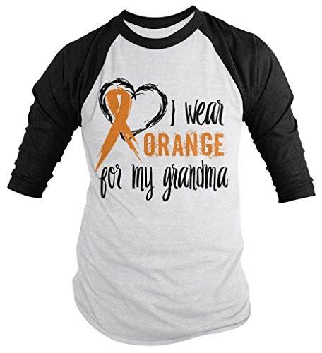 Shirts By Sarah Men's Wear Orange For Grandma 3/4 Sleeve MS Leukemia RSD Awareness Shirt-Shirts By Sarah
