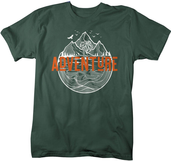Men's Adventure T Shirt Beach Shirts Mountains Shirt Palm Tree TShirt Exploration Shirts Hipster Shirts-Shirts By Sarah