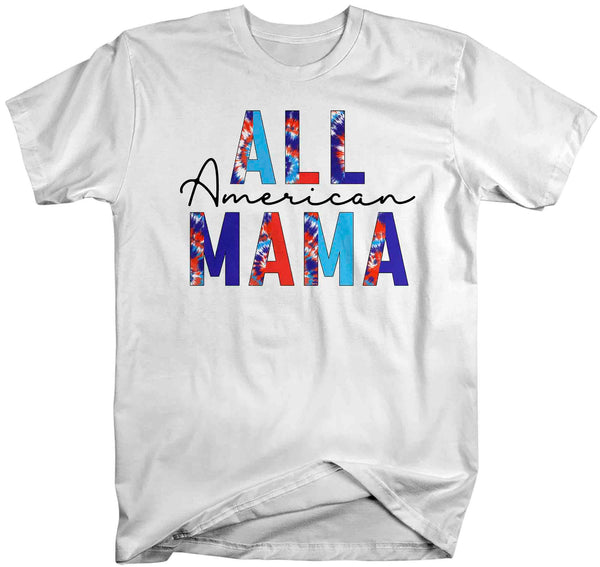Men's All American Mama T-Shirt 4th July Shirt Patriotic Tie Dye Pattern U.S.A. Tee Unisex Man Shirt Soft Graphic Tee-Shirts By Sarah