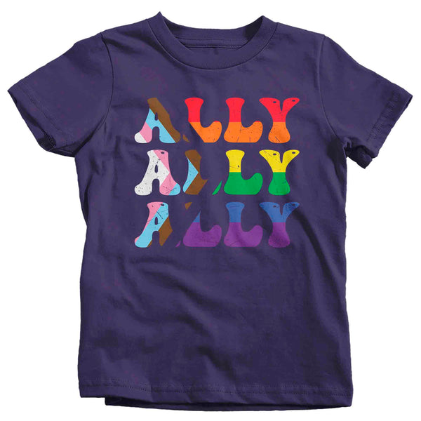 Kids LGBT Ally Shirt LGBTQ Support Ally T Shirt Flag Rainbow Shirts Equality LGBT TShirts Gay Trans Support Tee Boy's Girl's Unisex-Shirts By Sarah