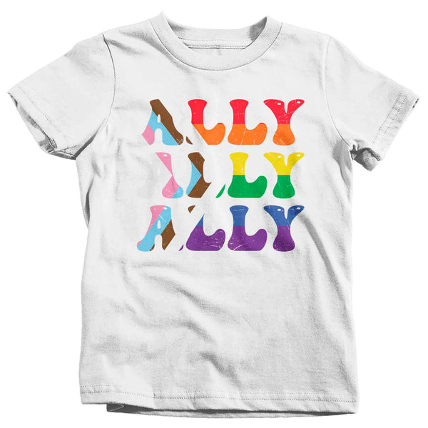 Kids LGBT Ally Shirt LGBTQ Support Ally T Shirt Flag Rainbow Shirts Equality LGBT TShirts Gay Trans Support Tee Boy's Girl's Unisex-Shirts By Sarah
