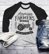 Men's Vintage Farmer T-Shirt American Farmers Tractor Tee Farm to Table 3/4 Sleeve Raglan