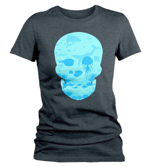 Women's Skull Shirt Ocean T Shirt Sea Tee Jellyfish Gift Graphic Tee Streetwear Underwater Water Cool Illustration Ladies Soft Cotton-Shirts By Sarah
