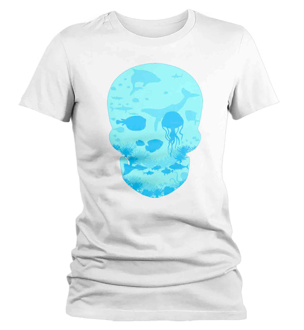 Women's Skull Shirt Ocean T Shirt Sea Tee Jellyfish Gift Graphic Tee Streetwear Underwater Water Cool Illustration Ladies Soft Cotton-Shirts By Sarah