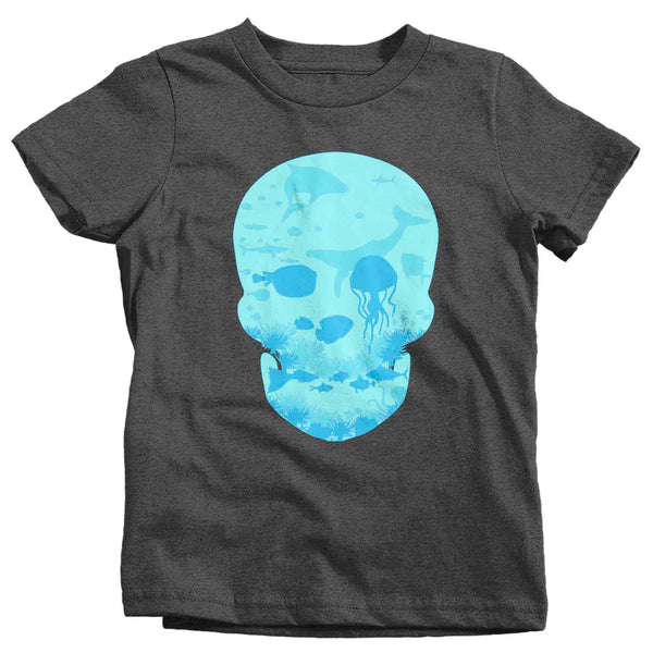 Kids Skull Shirt Ocean T Shirt Sea Tee Jellyfish Gift Graphic Tee Streetwear Underwater Water Cool Illustration Youth Boy's Girl's Soft-Shirts By Sarah