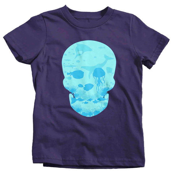 Kids Skull Shirt Ocean T Shirt Sea Tee Jellyfish Gift Graphic Tee Streetwear Underwater Water Cool Illustration Youth Boy's Girl's Soft-Shirts By Sarah