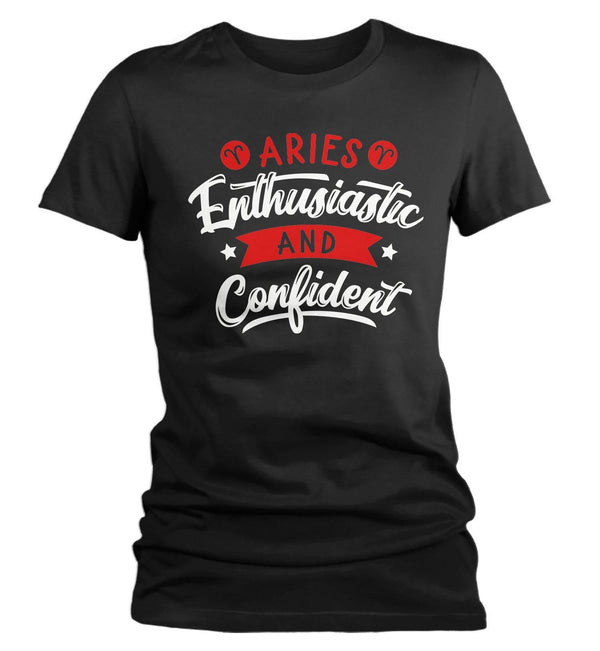 Women's Aries T-Shirt Enthusiastic & Confident Shirt Horoscope Shirt Astrology Shirts Aries TShirt Astrological-Shirts By Sarah