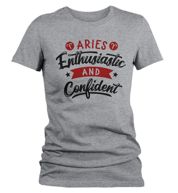 Women's Aries T-Shirt Enthusiastic & Confident Shirt Horoscope Shirt Astrology Shirts Aries TShirt Astrological-Shirts By Sarah