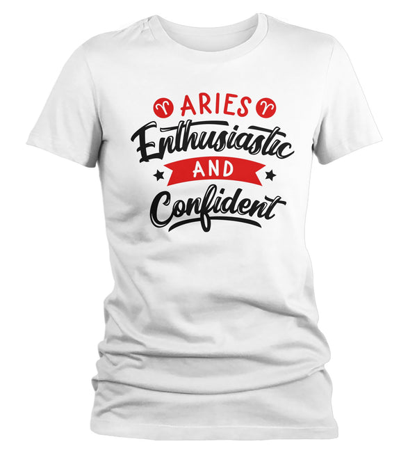 Women's Aries T-Shirt Enthusiastic & Confident Shirt Horoscope Shirt Astrology Shirts Aries TShirt Astrological-Shirts By Sarah