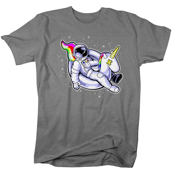 Men's Astronaut Shirt Unicorn Floatie T Shirt Floating In Space Shirt Galaxy Float Hipster Geek Graphic Tee Streetwear Man Unisex-Shirts By Sarah