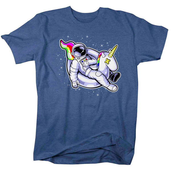 Men's Astronaut Shirt Unicorn Floatie T Shirt Floating In Space Shirt Galaxy Float Hipster Geek Graphic Tee Streetwear Man Unisex-Shirts By Sarah