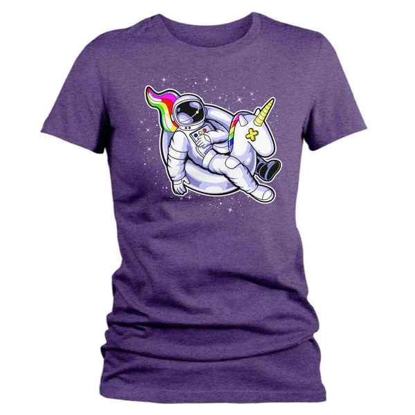 Women's Astronaut Shirt Unicorn Floatie T Shirt Floating In Space Shirt Galaxy Float Hipster Geek Graphic Tee Streetwear Ladies V-Neck-Shirts By Sarah