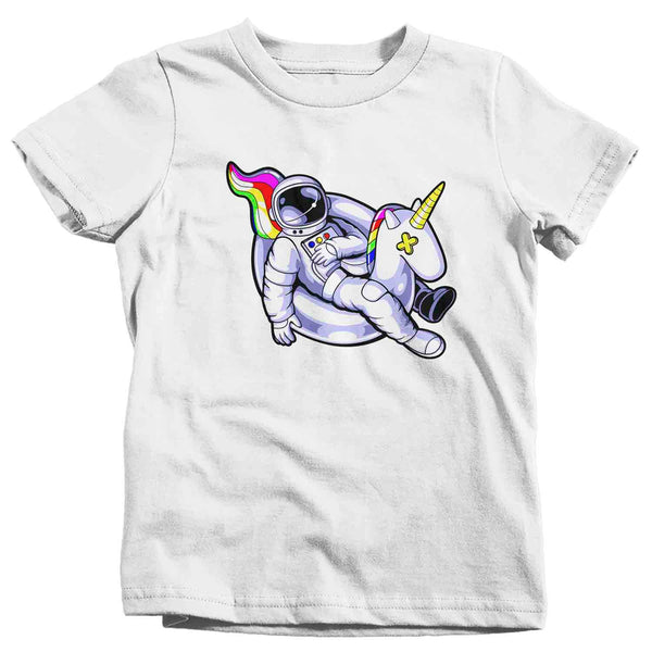 Kids Astronaut Shirt Unicorn Floatie T Shirt Floating In Space Shirt Galaxy Float Hipster Geek Graphic Tee Streetwear Boy's Girl's-Shirts By Sarah