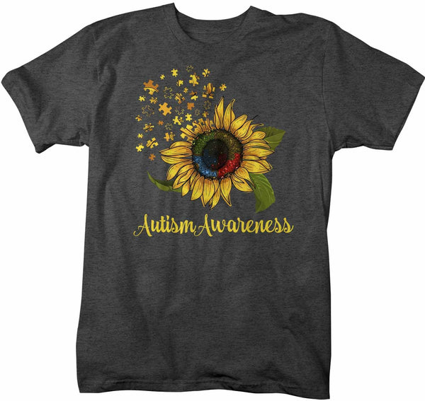 Men's Autism Awareness Shirt Sunflower Shirt Autism Flower Shirt Puzzle Awareness Shirts Cute TShirt-Shirts By Sarah