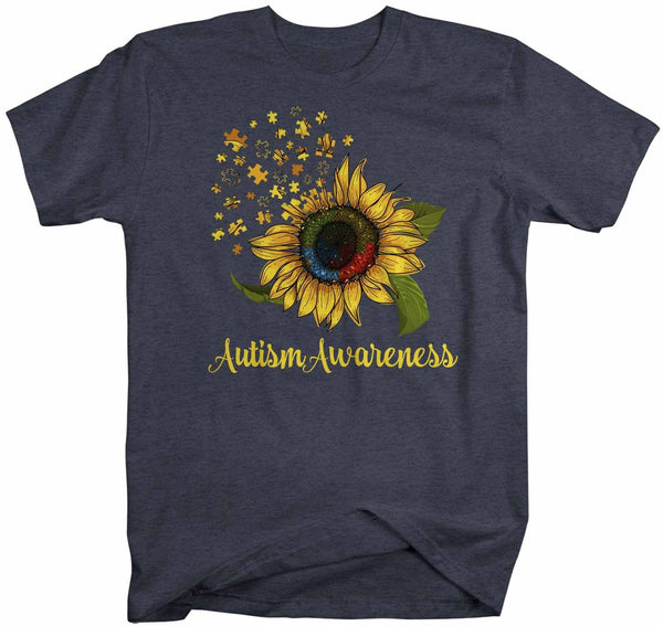 Men's Autism Awareness Shirt Sunflower Shirt Autism Flower Shirt Puzzle Awareness Shirts Cute TShirt-Shirts By Sarah